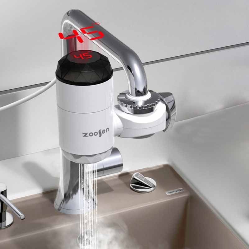 Instant Hot Water Faucet, Style:White + Leak Protection White + Leak Protection