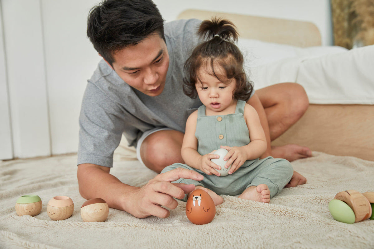 PlanToys Walrus Wobbler — Wooden Baby Toy