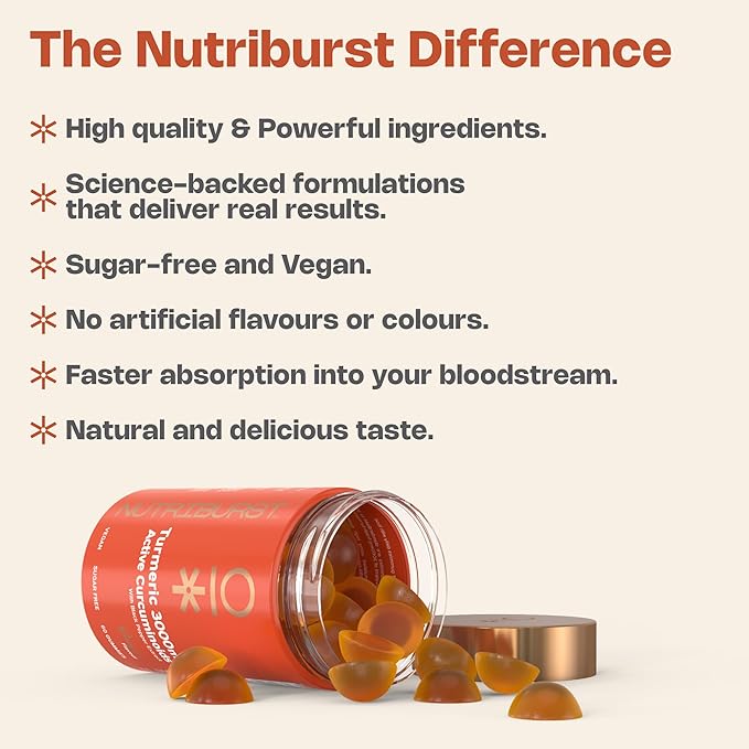 Nutriburst Turmeric 3000mg Ginger 60 Gummies