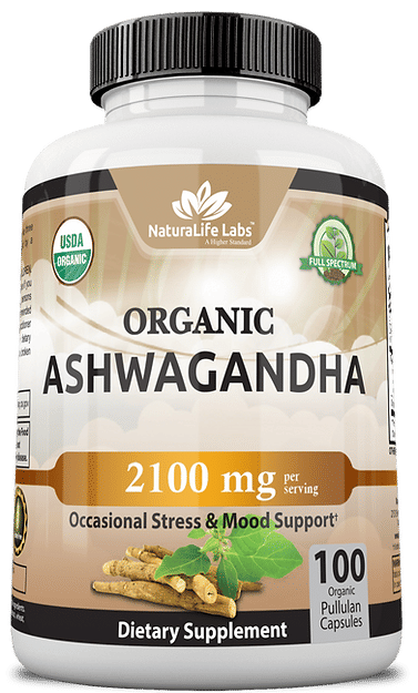 NaturaLife Lab Organic ashwagandha 2,100 mg per serving 100 veggie caps