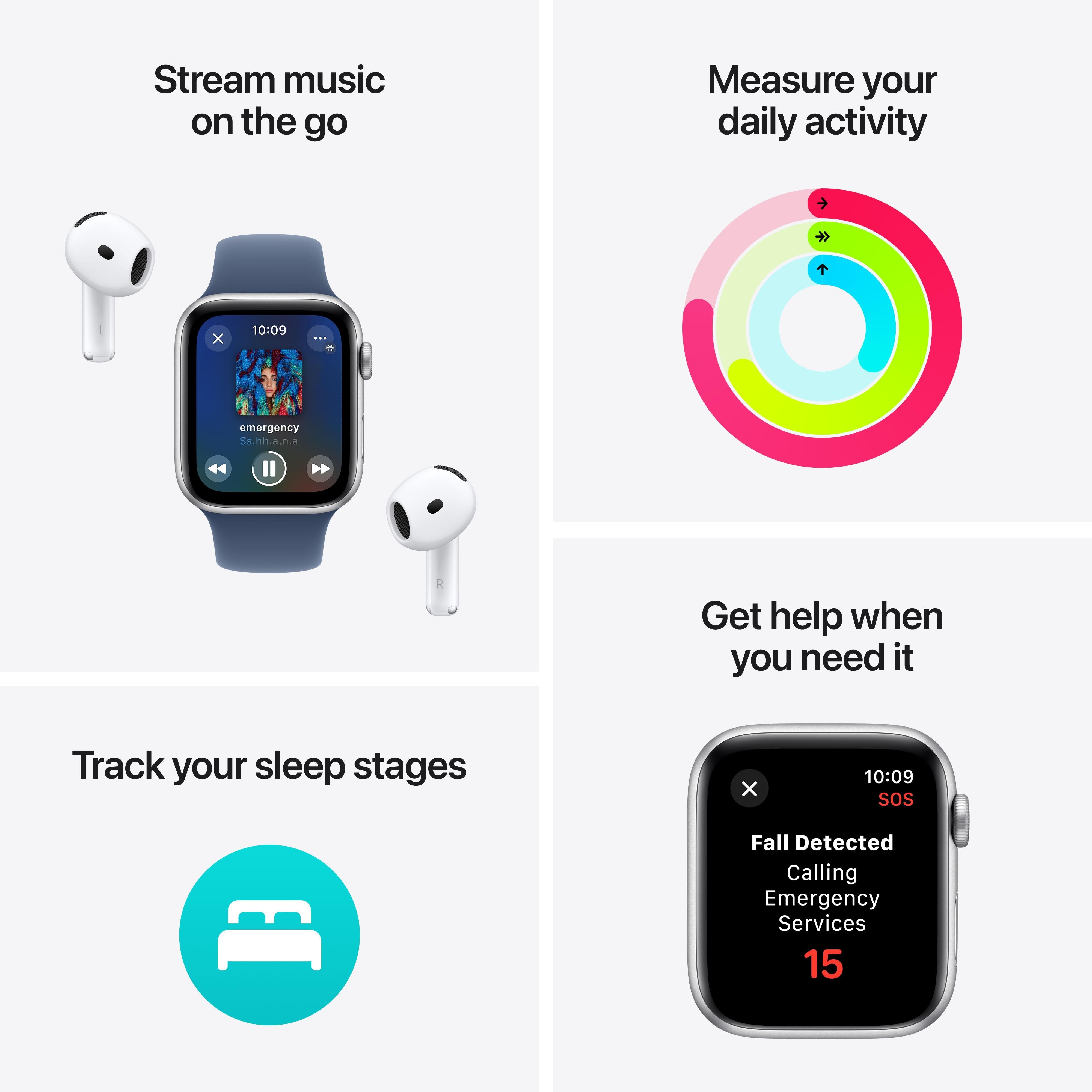 Apple Watch SE 2nd Gen GPS + Cellular, 44mm Midnight Aluminium Case with Midnight Sport Band S/M