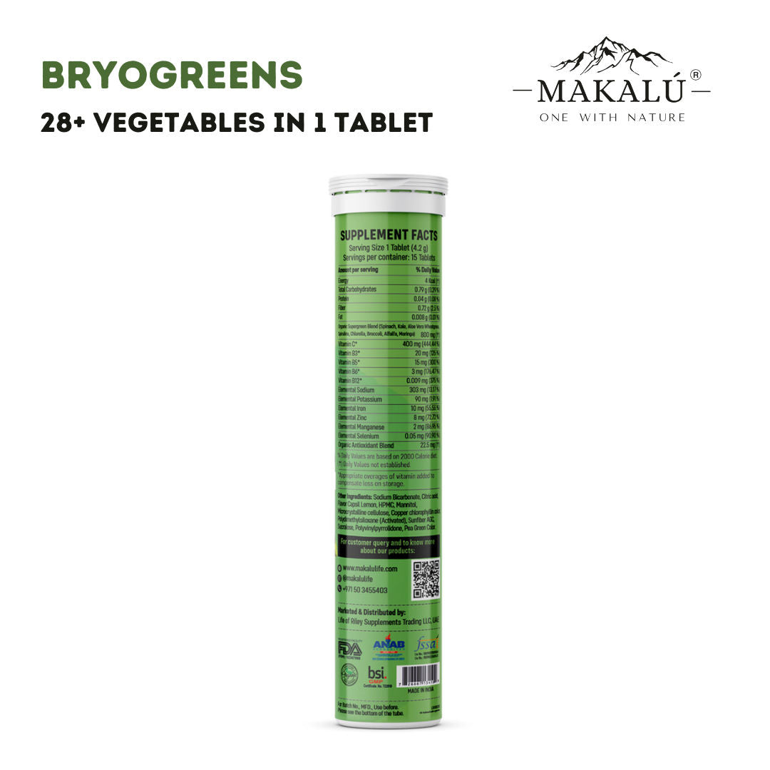 Makalu Bryo Greens with goodness of 28+ organic Vegetables in single tablet - 15