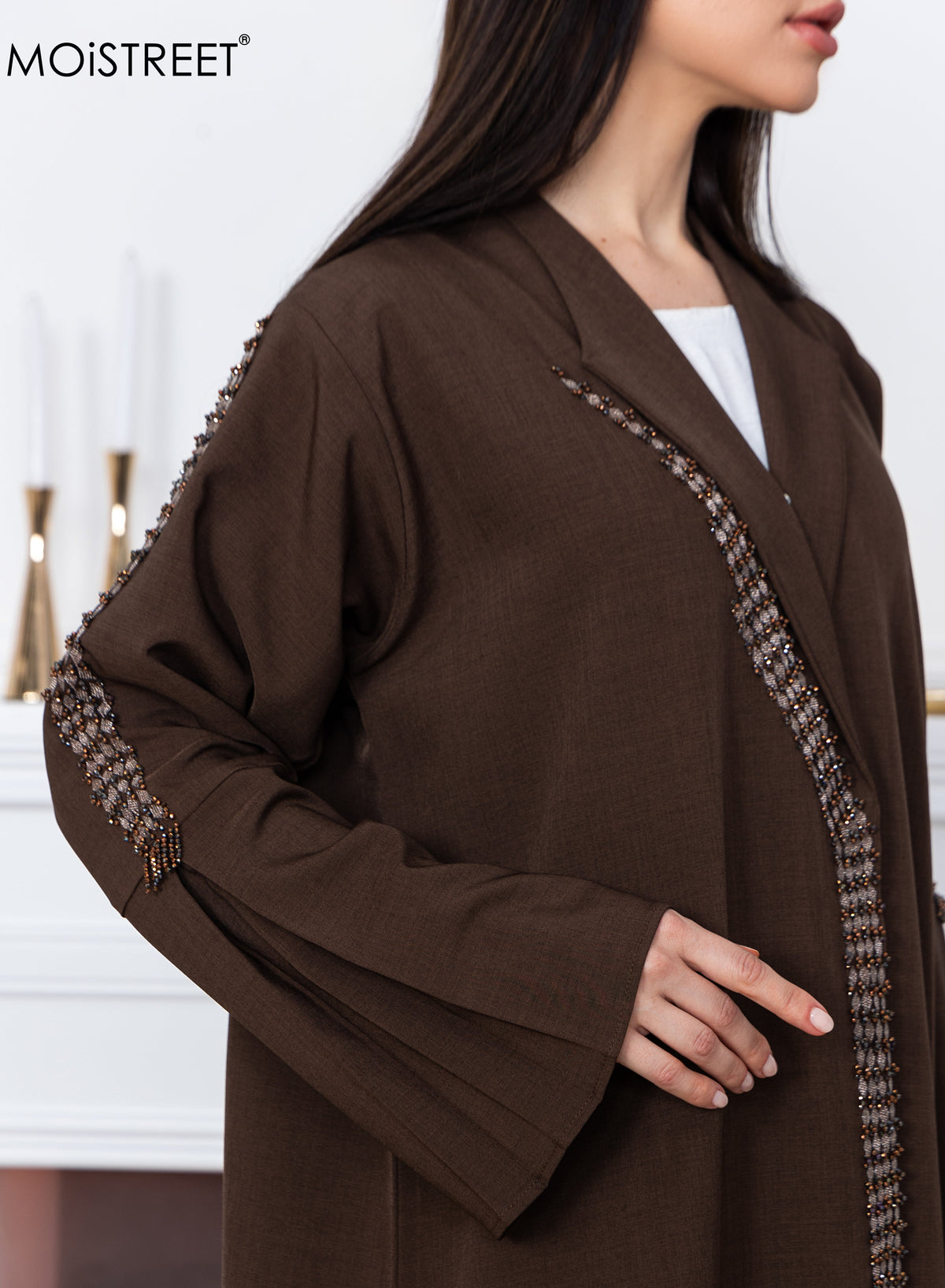 MOiSTREET Melange Embroidery Abaya