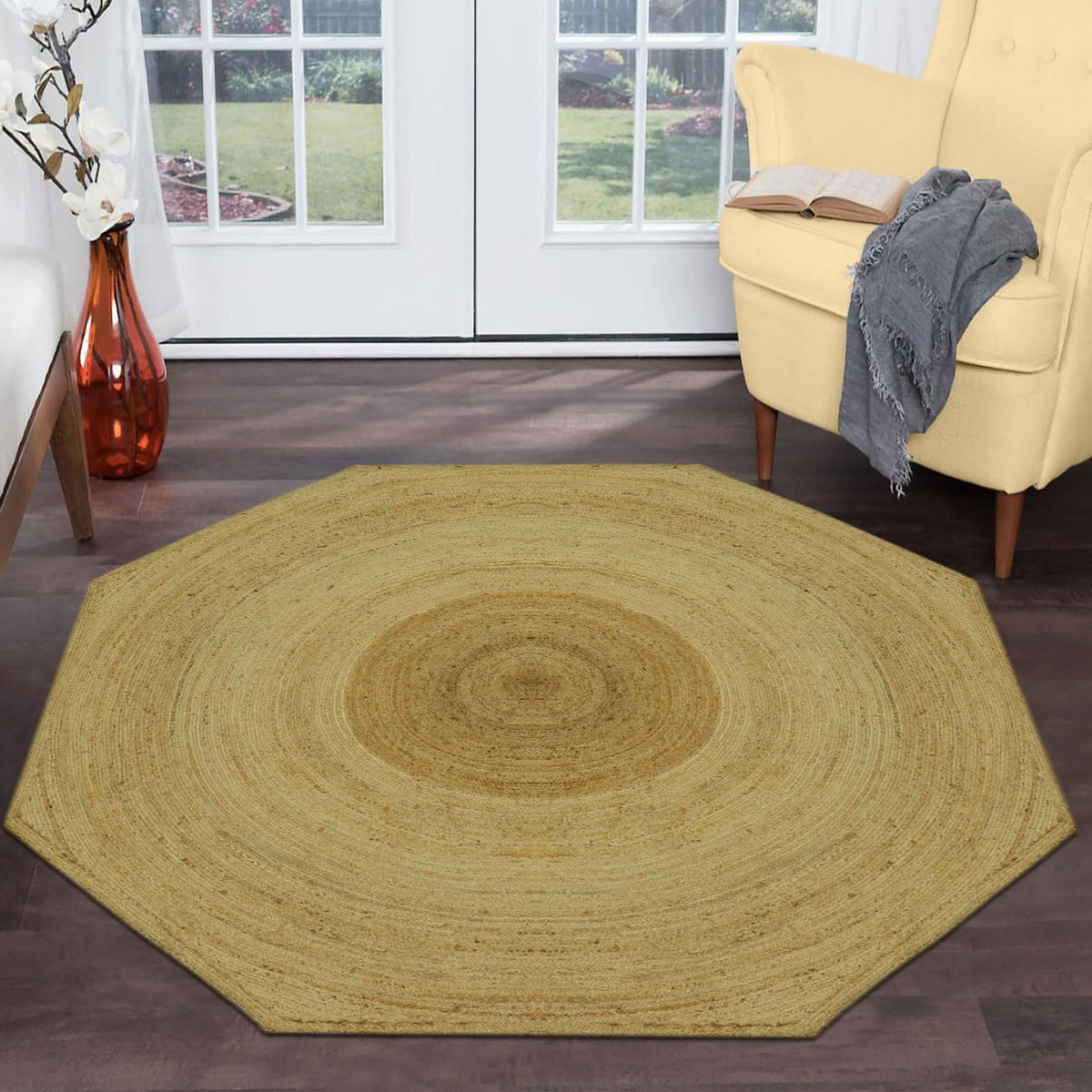AIESY® Collection Circle Area Jute Rug Ideal Rug for Traffic Area