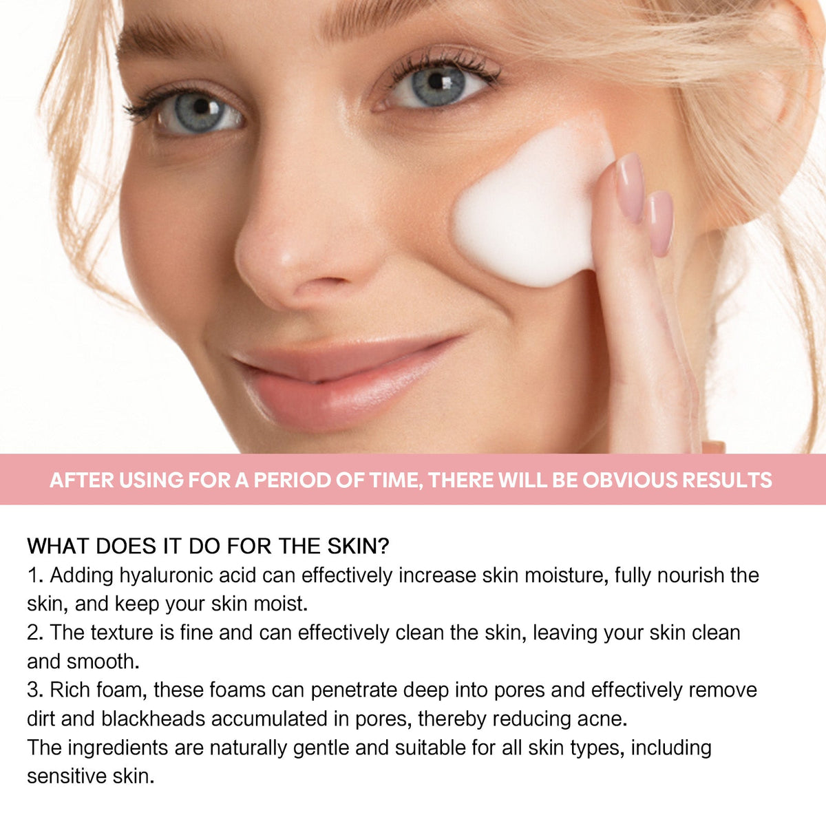 5 in 1 Cleansing Mousse for Pores, Blackheads, Acne, Oil Control, Brightening ,60ml