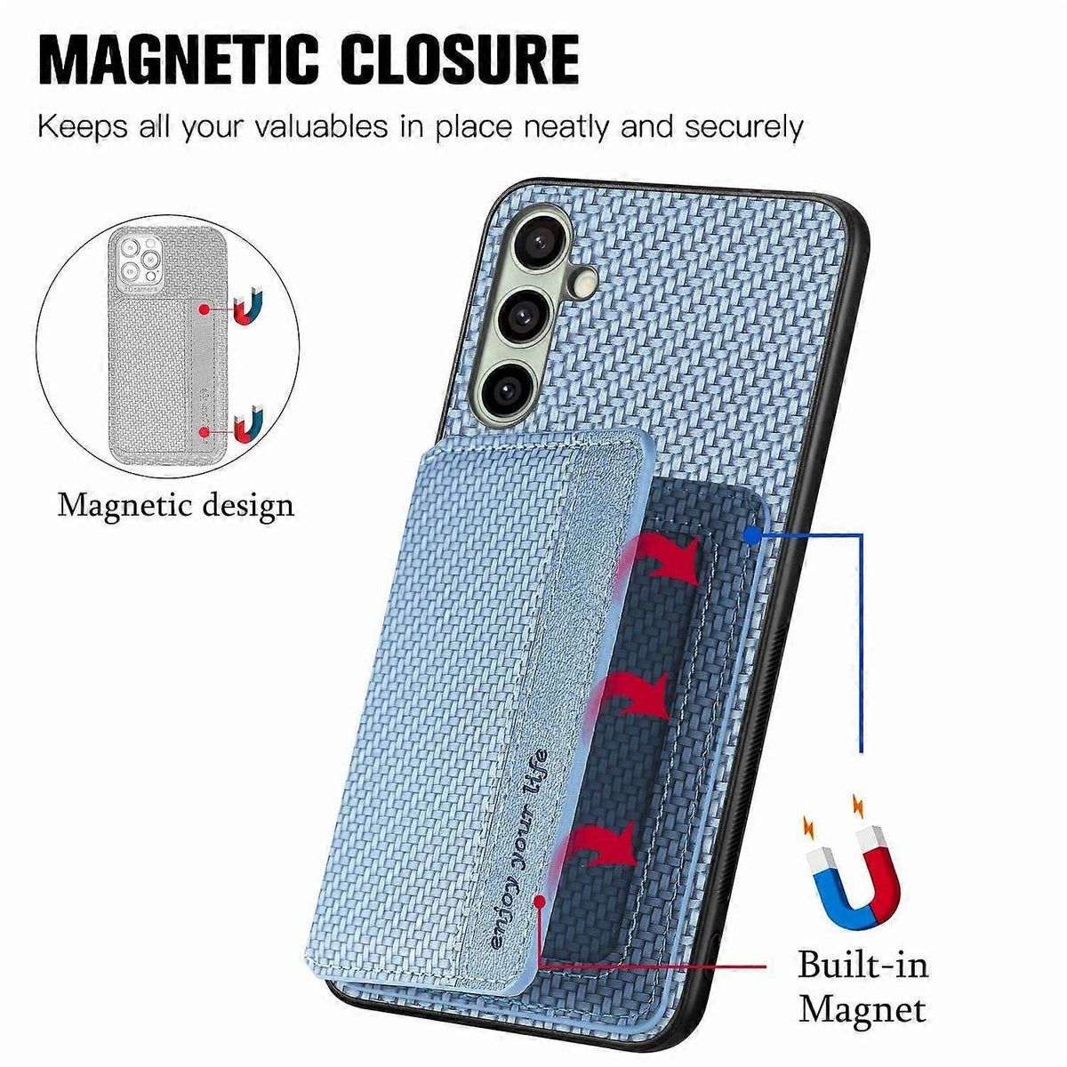 Rfid Blocking Carbon Fiber Leather Case For Samsung Galaxy A56 5G