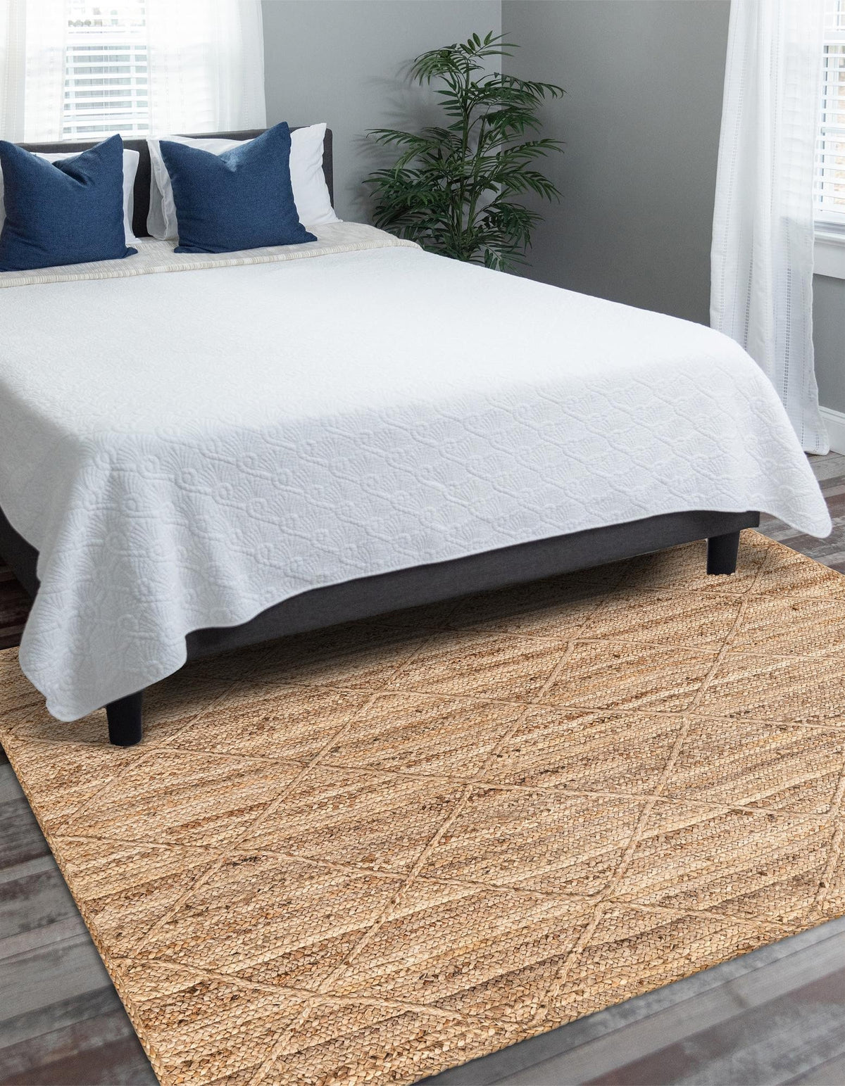 Natural Jute Area Rug with Handwoven Textured Pattern | Eco-Friendly Floor Carpet for Living Room & Home Décor