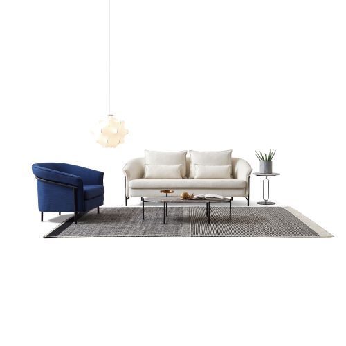 Beige and Blue Living Room Set #E1965
