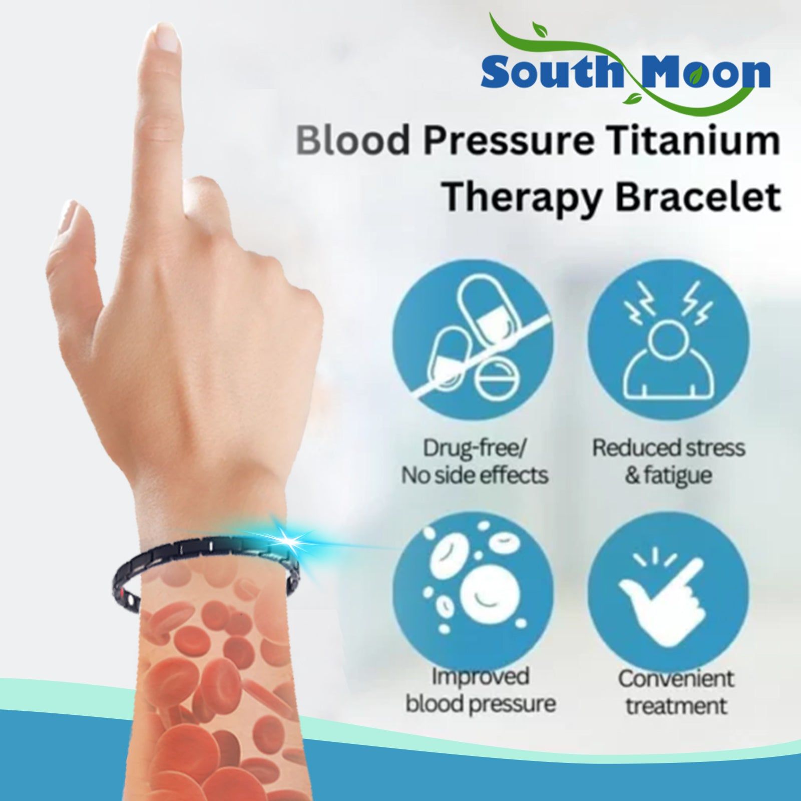 Blood Pressure Titanium Therapy Bracelet, Body Care, Stress Relief, Blood Sugar Balance ,1pcs
