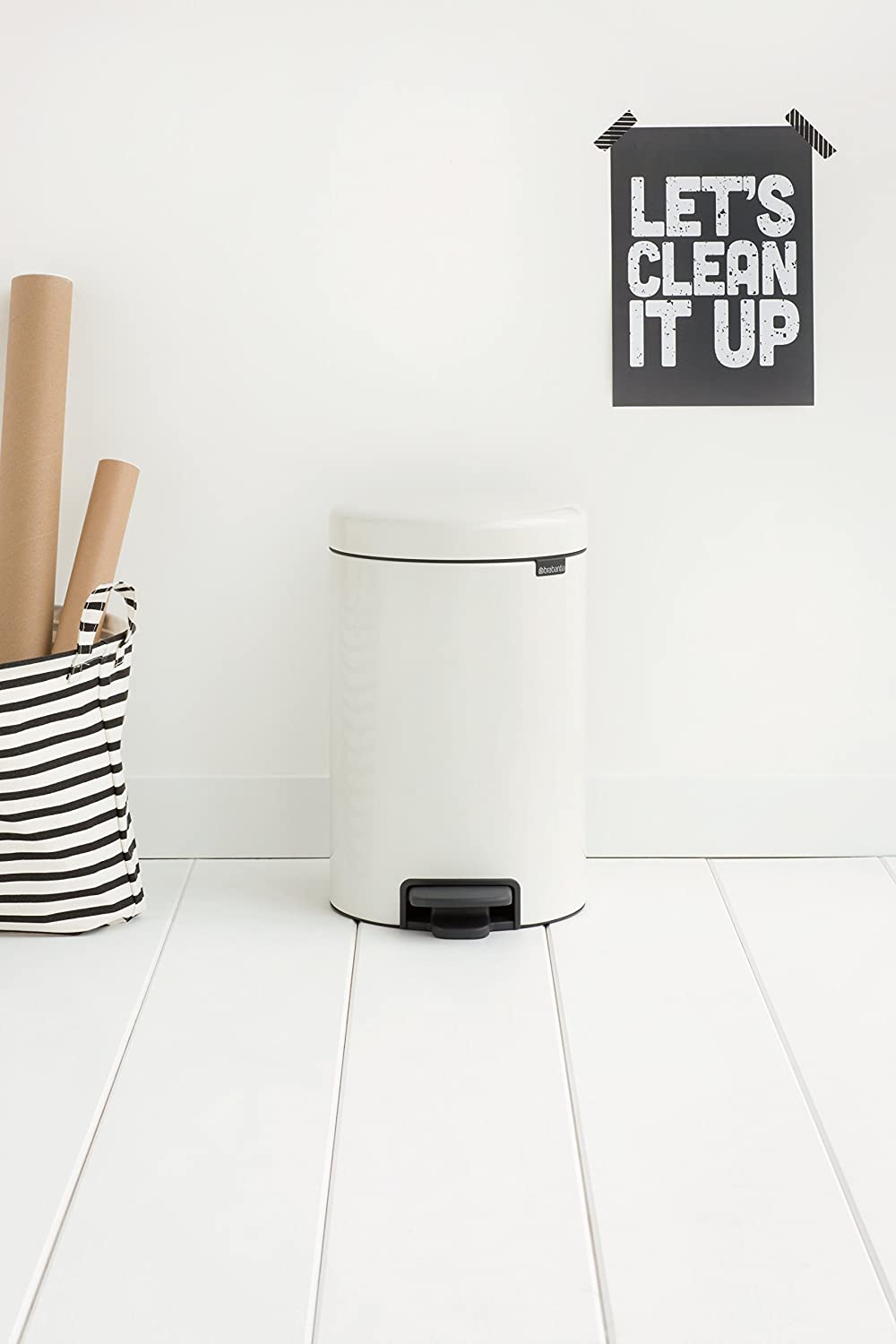 Brabantia 111969 Pedal Bin,12L, Plastic inner Bucket White