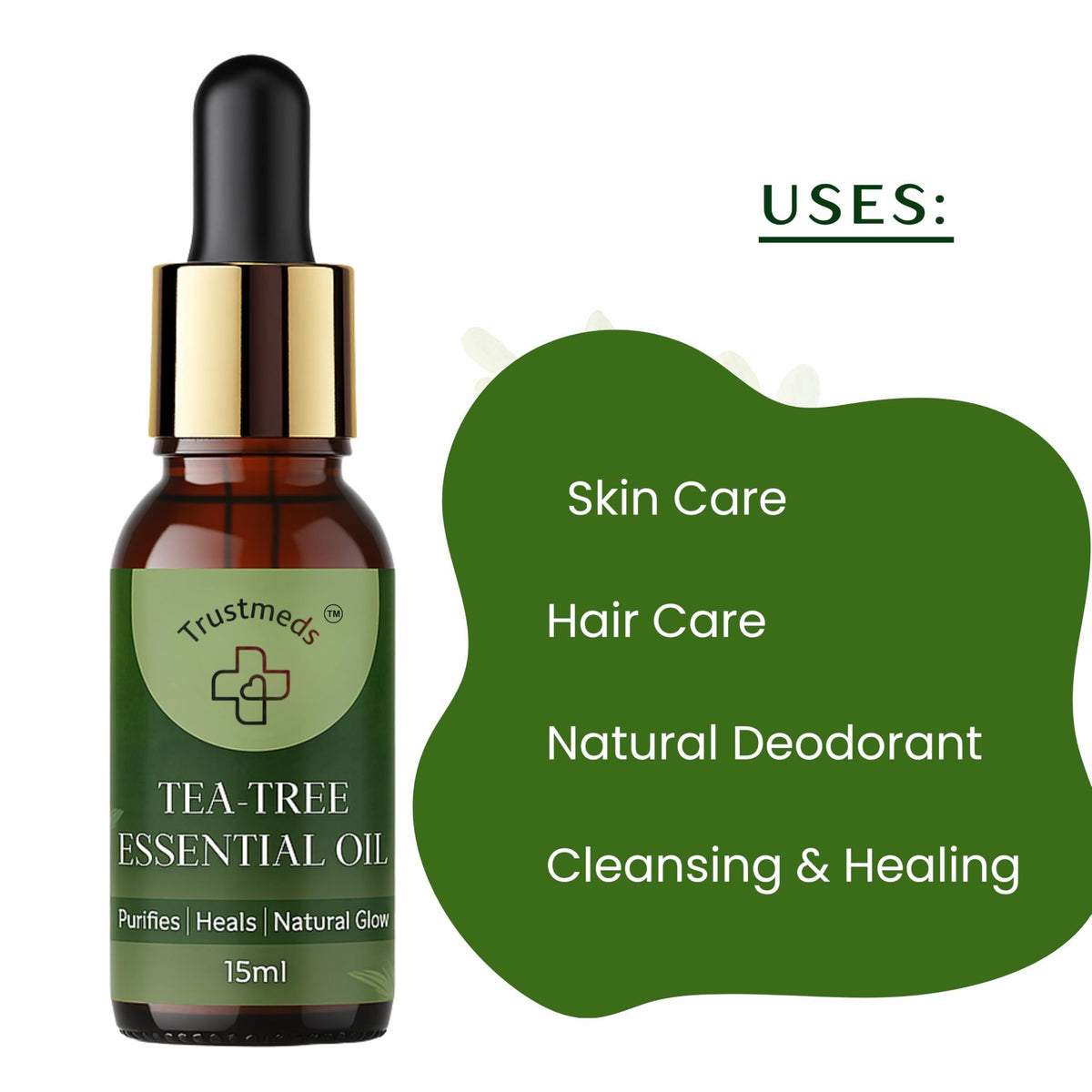 Trustmeds Tea Tree Essential Oil for Skin Hair & Aromatherapy