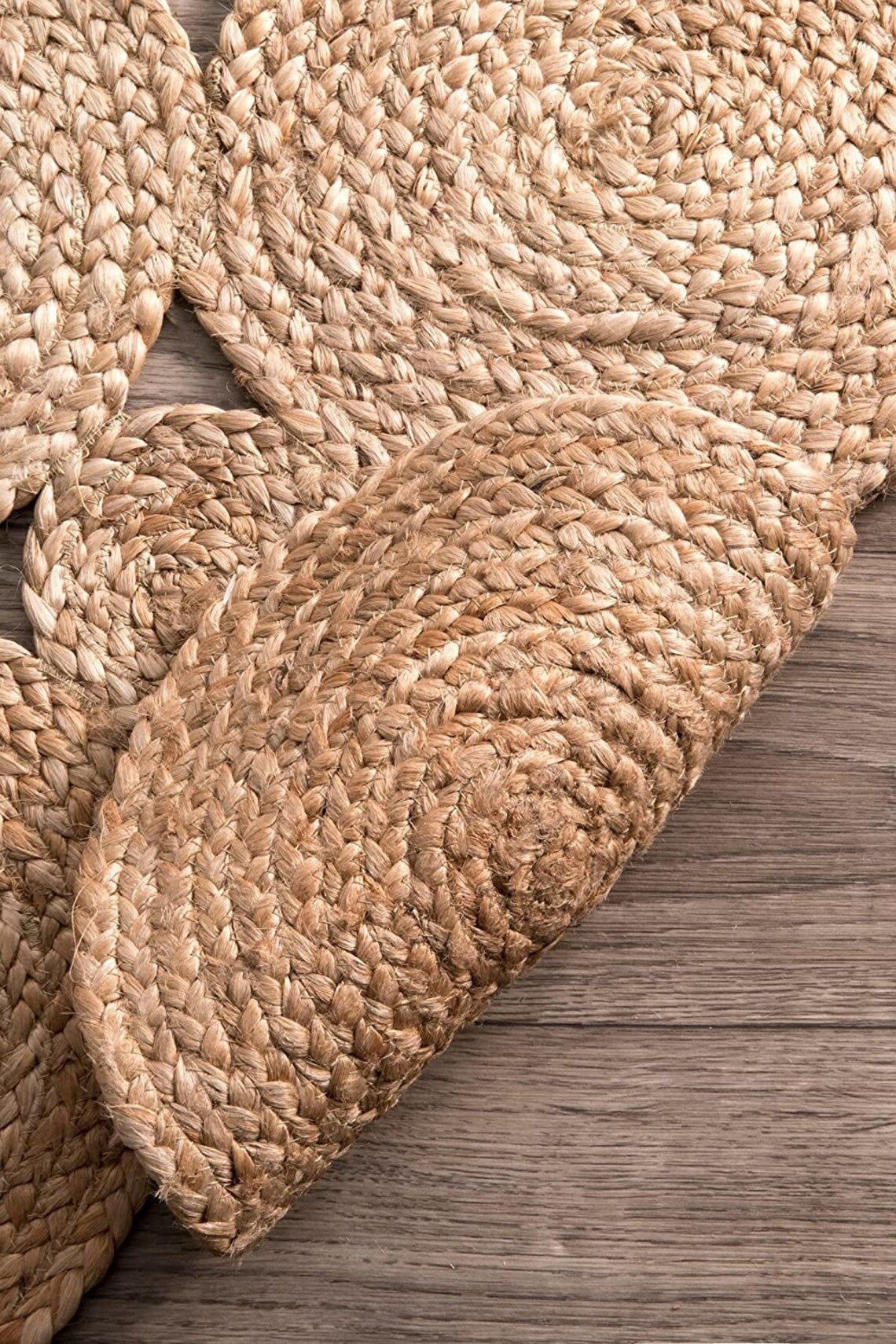 Handcrafted Natural Jute Area Rug | Textured Braided Floor Carpet for Living Room, Bedroom & Home Décor