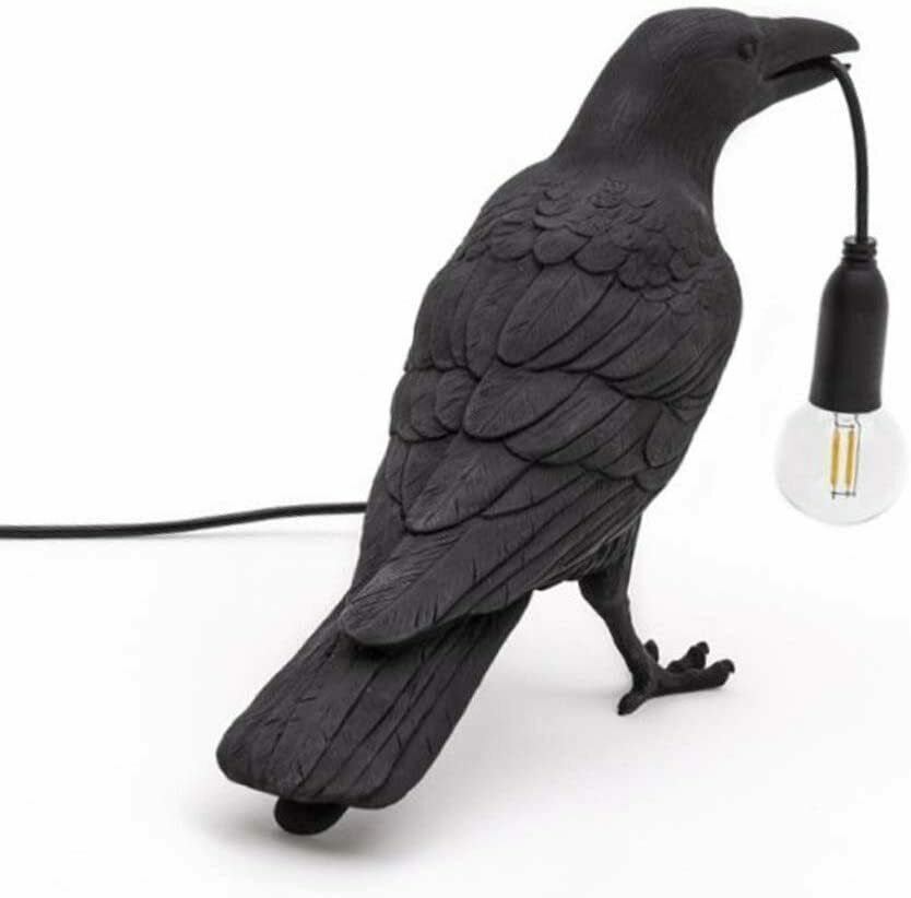 Bird Lamp Resin Crow LED Light Bedroom Wall Sconce Lamp Table Living Room Art Decoration