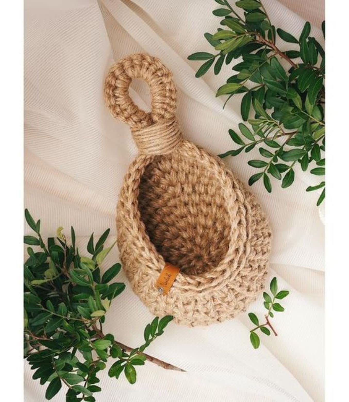 Macrame Plant Hangers Set of 2, Handwoven Cotton and Jute with Tassels, Indoor Hanging Planters for Home Decor, Storage Baskets
