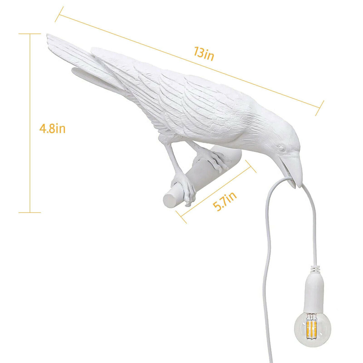 Bird Lamp Resin Crow LED Light Bedroom Wall Sconce Lamp Table Living Room Art Decoration