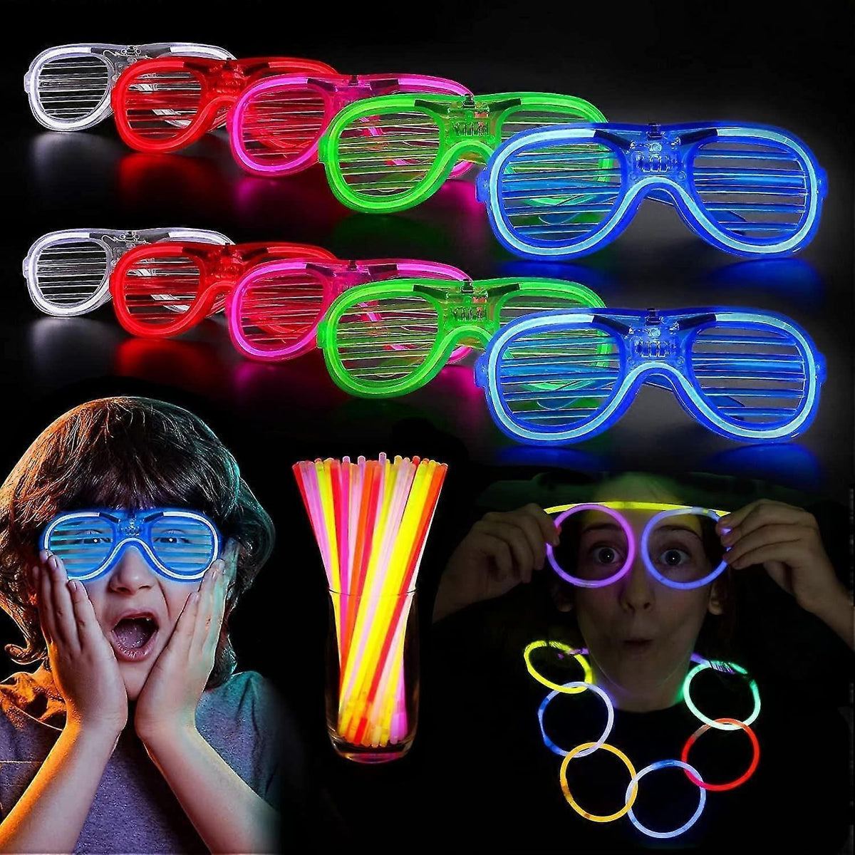 10pcs Light Up Glasses With 20 Glow Sticks, Led Glasses Glow In The Dark Party Supplies For Kids Adults, Neon Party Supplies For Birthday Party