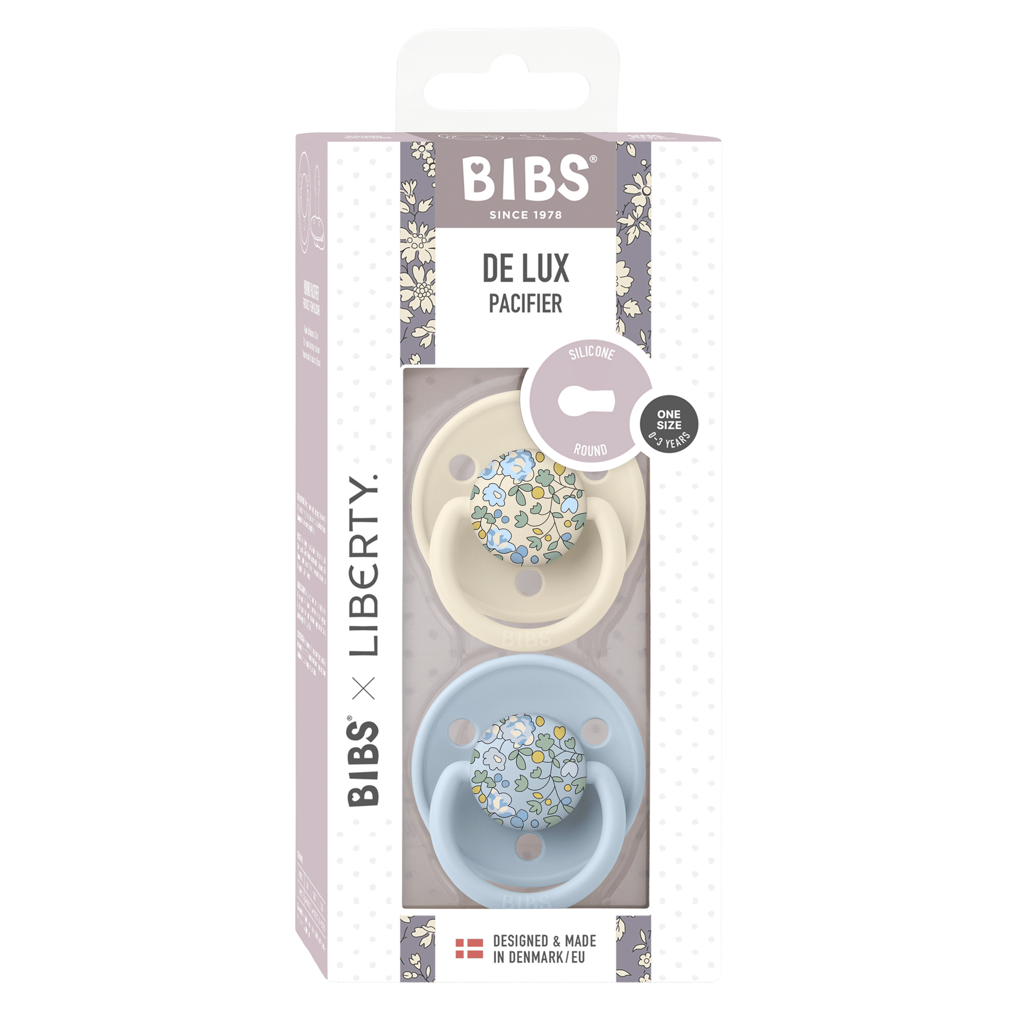 Bibs -x Liberty De Lux 2 Pack Silicone Onesize-Elosie/Baby blue