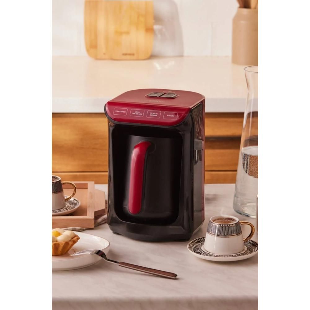 Karaca Hatir Kozde Turkish Coffee and Turkish Coffee Machine Red with Plenty Of Foam With a Capacity of 5 Cups