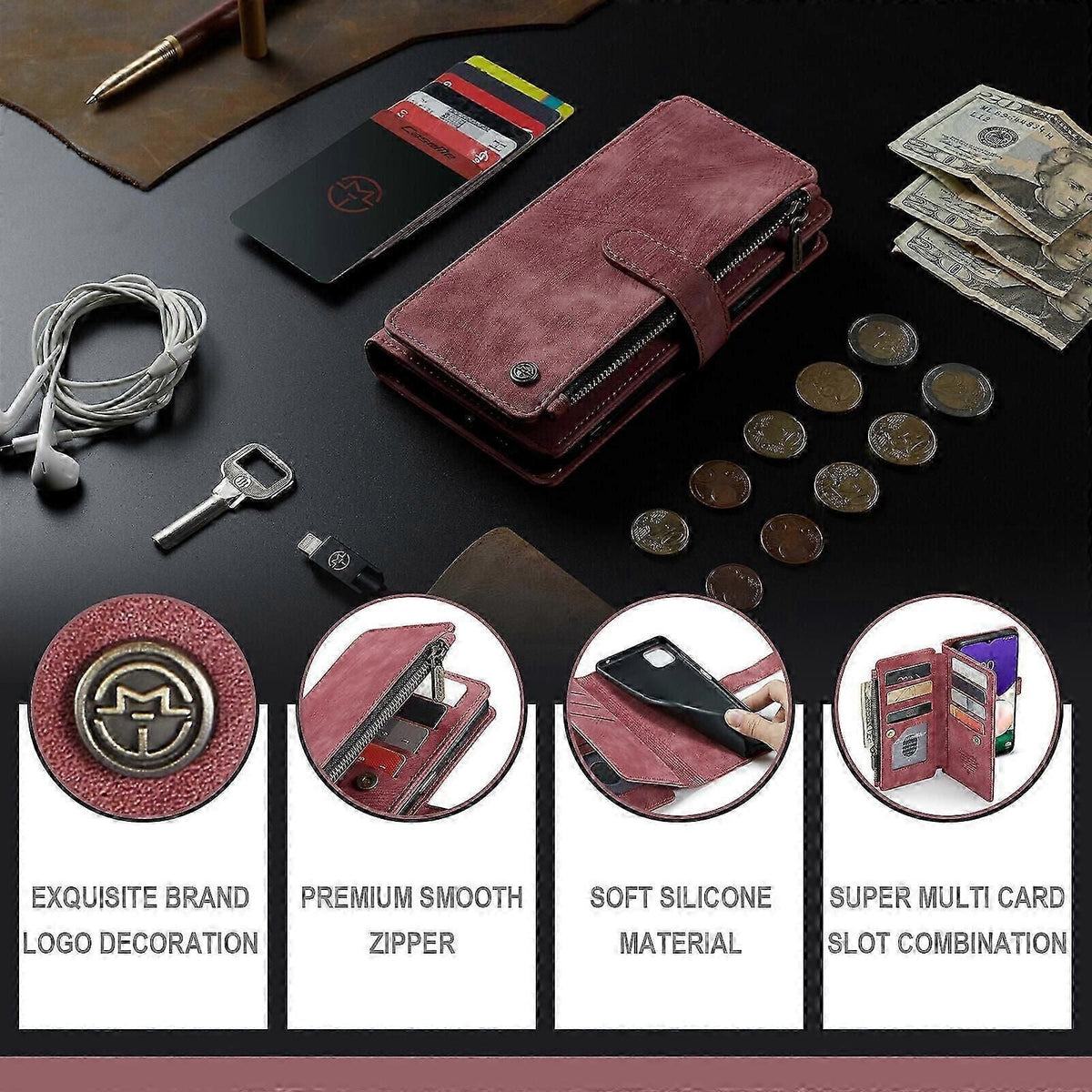 Pu Leather Wallet Case For Samsung Galaxy A22 5G With Magnetic Flip