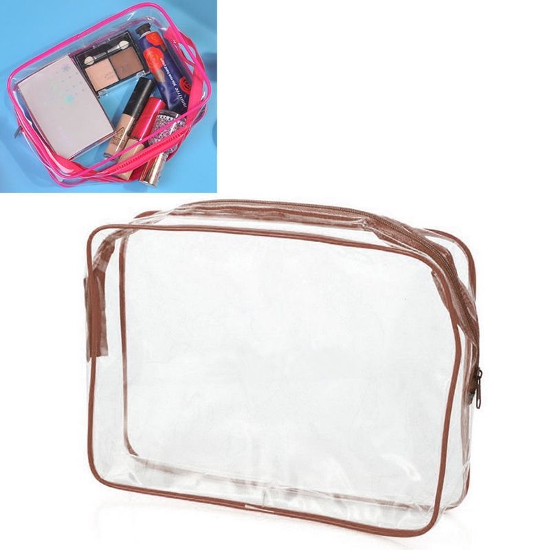 Portable Travel Zip Look PVC Bags Waterproof Transparent Makeup Storage Bag L