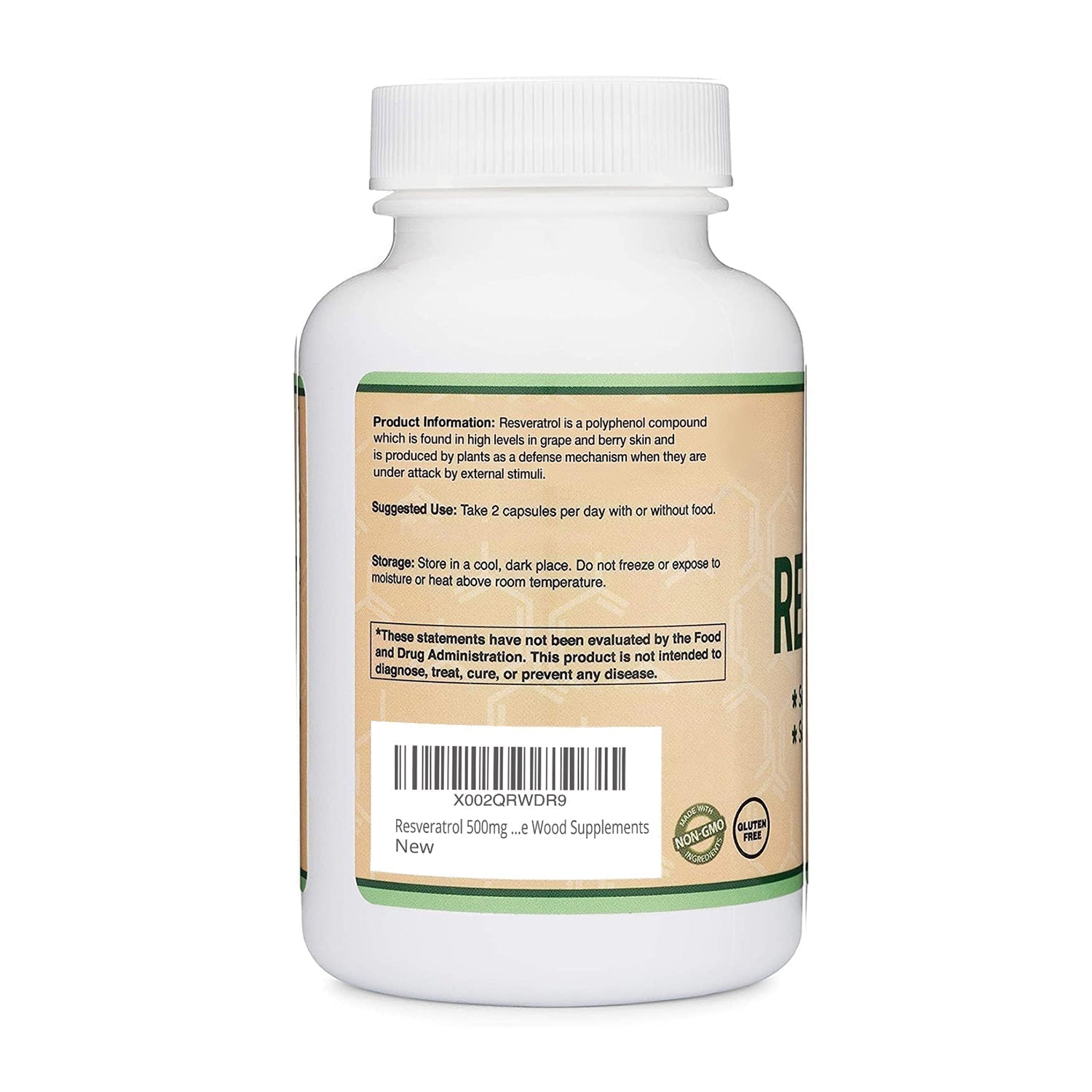 DoubleWood Resveratrol Supplement 500mg Per Serving, 120 Capsules