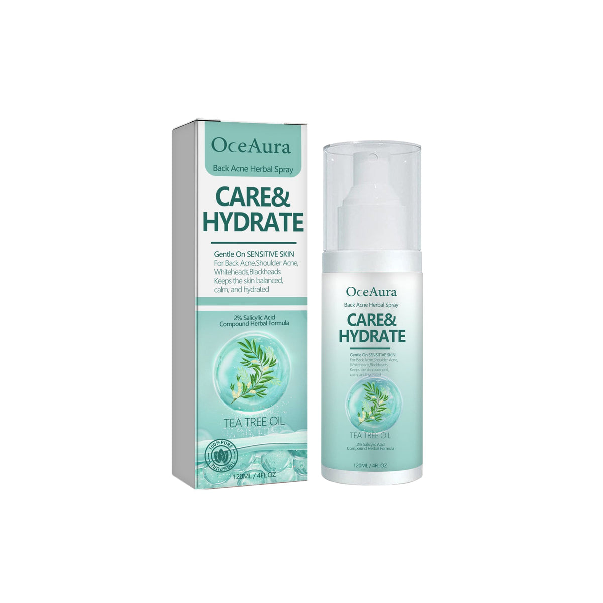 Oce Aura Back Acne Herbal Spray, Repair Acne Marks, Clear Skin, Natural Acne Solution ,120ml