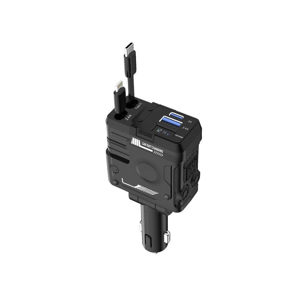 Porodo 66W Car Charger Lightning &amp; Type-C - Black