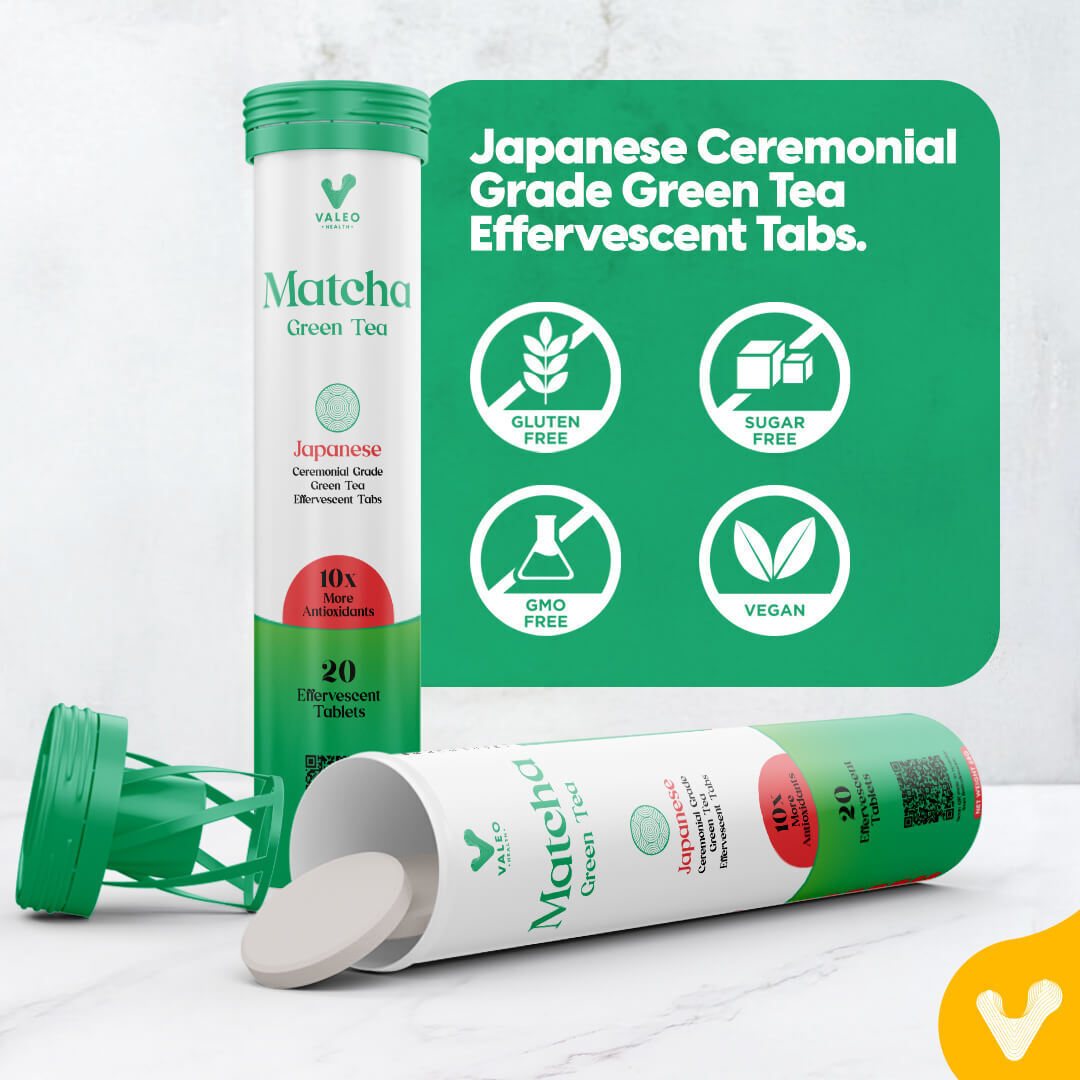 Valeo Berberine+ 90 Capsules & Valeo Japanese Matcha Green Tea 20 Effervescent Tablets