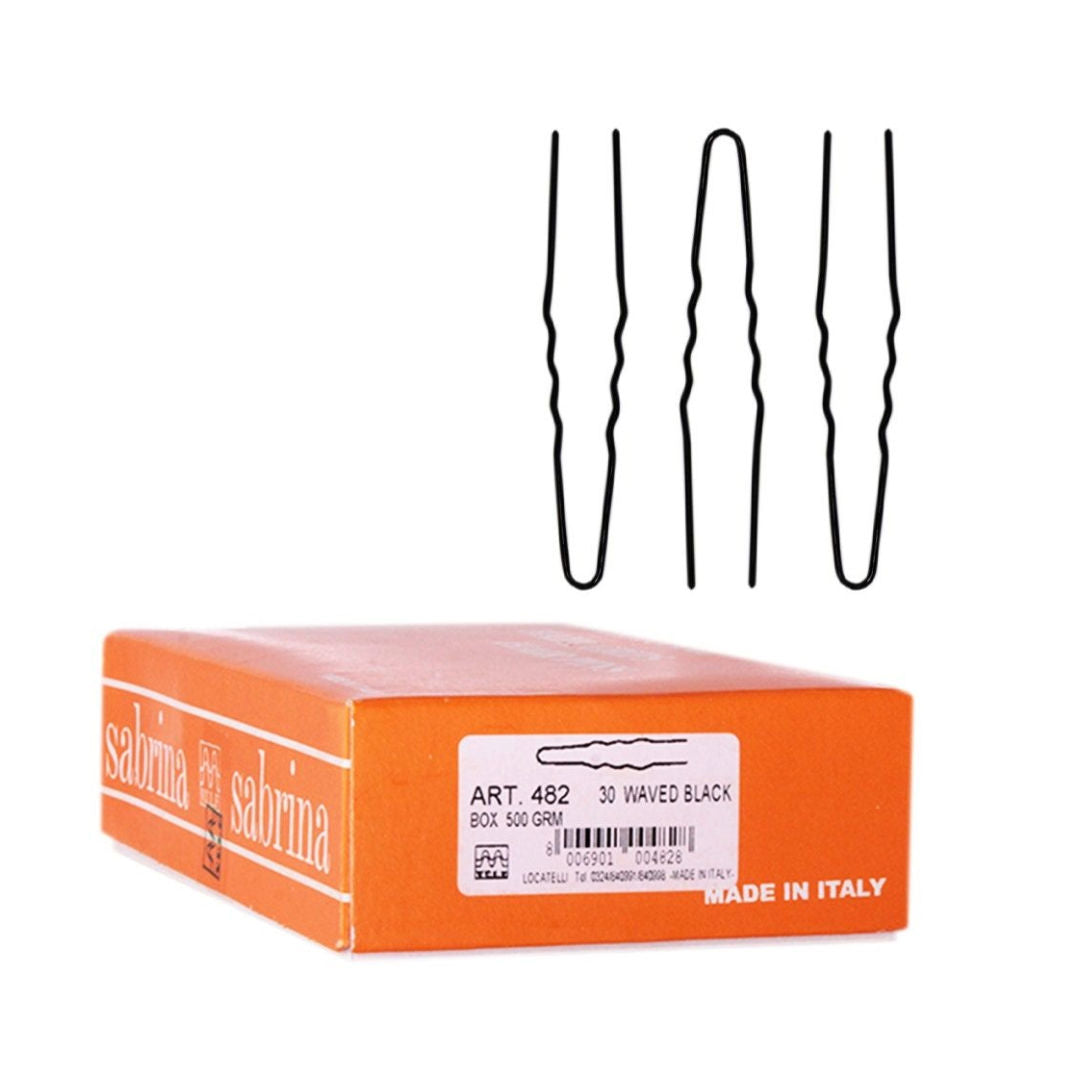 Locatelli Hair Pin Comune N.30, Waved Black, 500gm