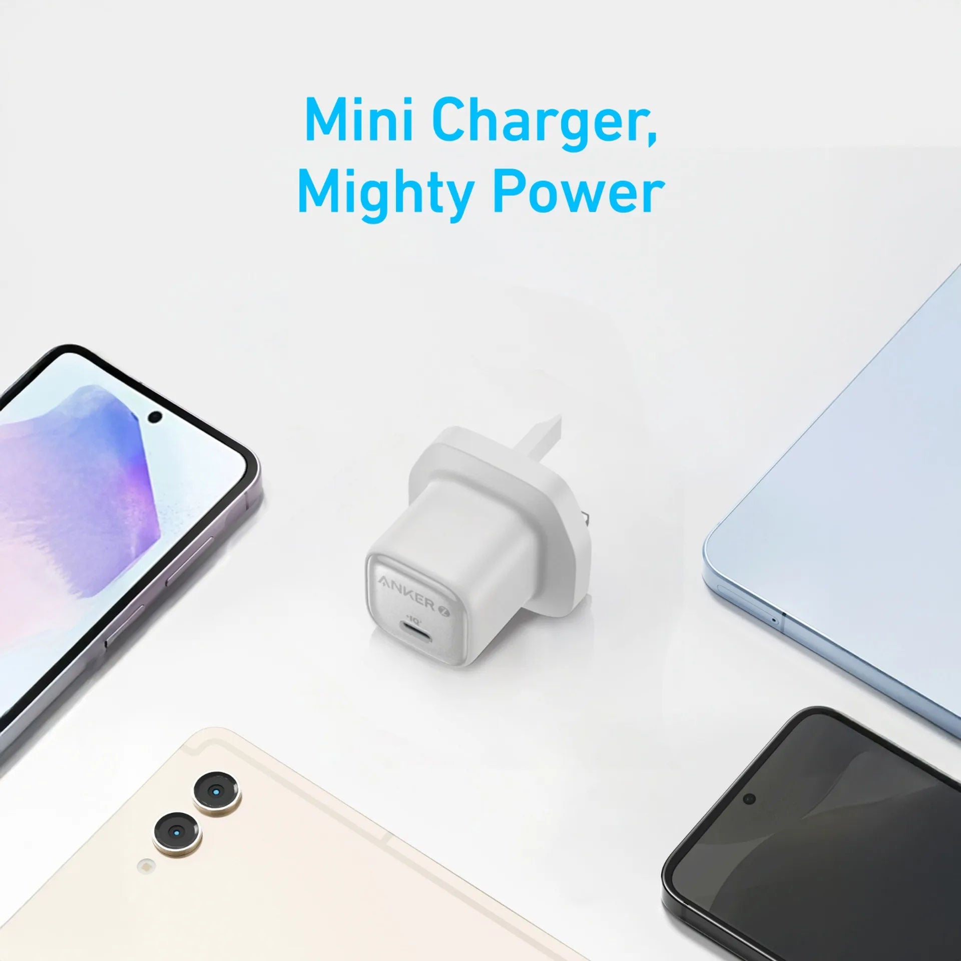 Anker USB-C Fast Charger Compact PD Wall Charger with GaN Technology, White