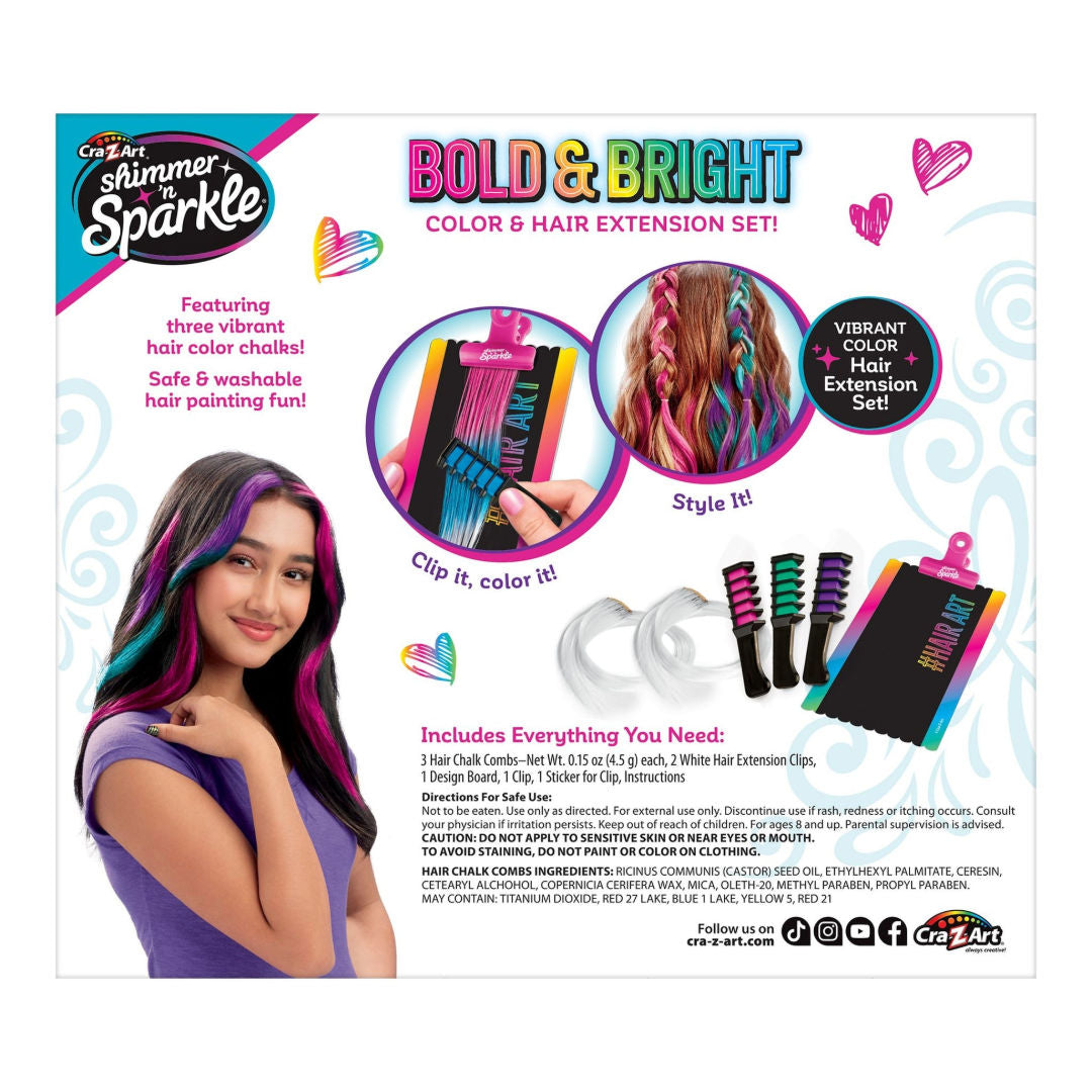 Cra-Z-Art Shimmer ’n Sparkle Color FX Hair Extensions Studio Kit, 8+ Years