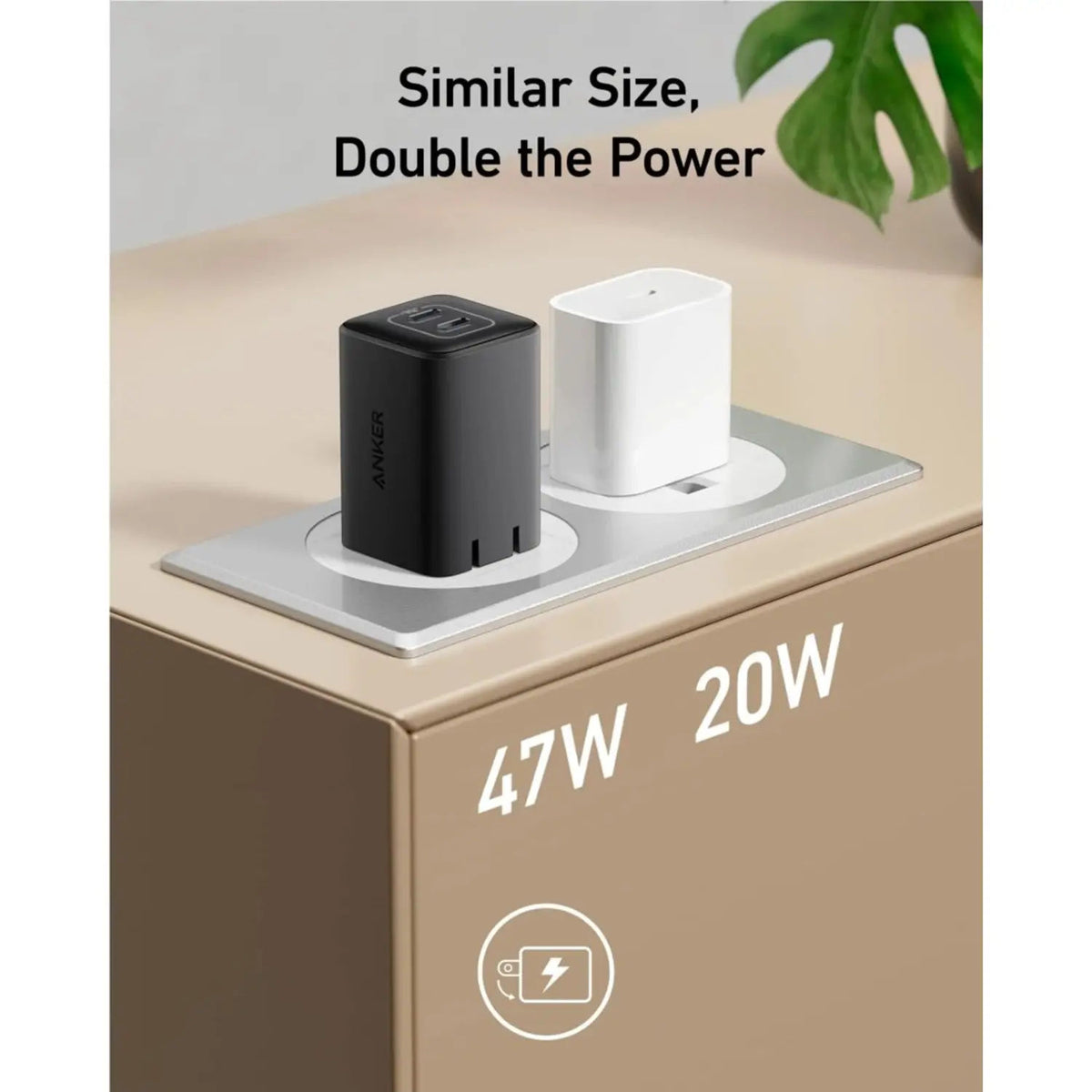 Anker 523 Nano 3 47W Charger, Dual USB-C Fast Charging, Compact GaN Charger