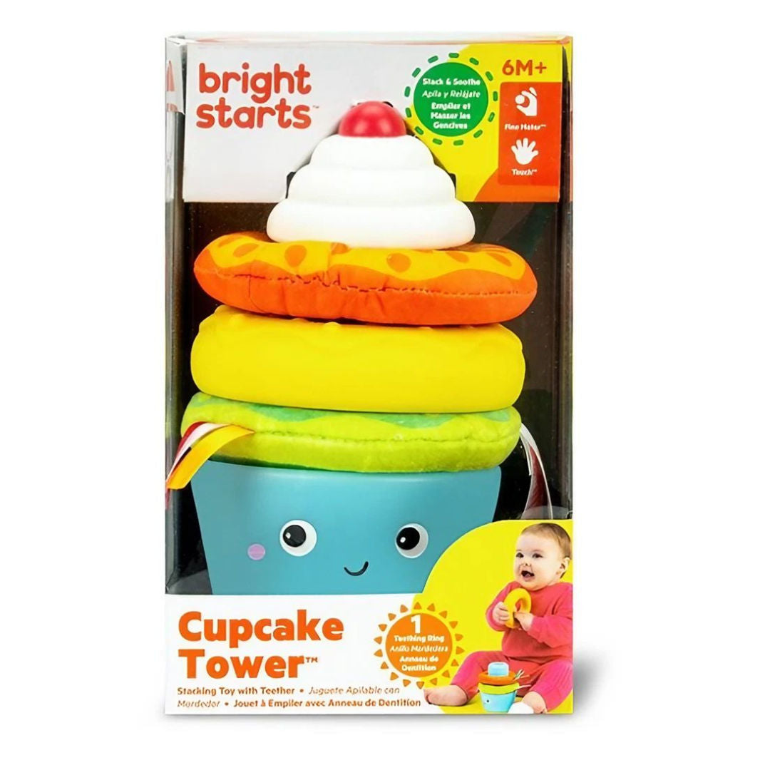 Bright Starts Cupcake Tower Stacking Toy with Teether (13 x 13.5cm), 6+ months
