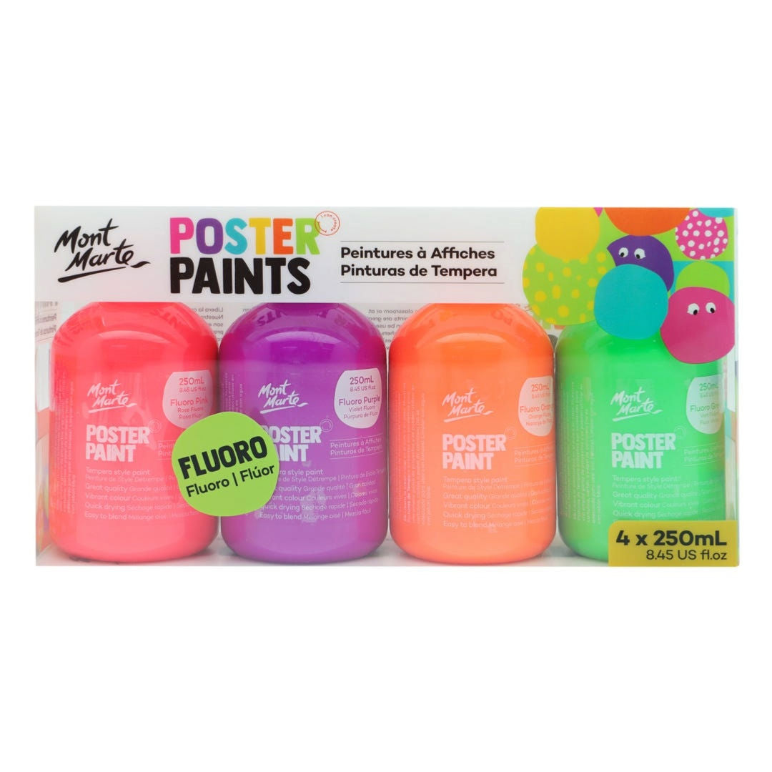 Mont Marte Poster Paint, 250ml, 4-Pieces, MPST4001