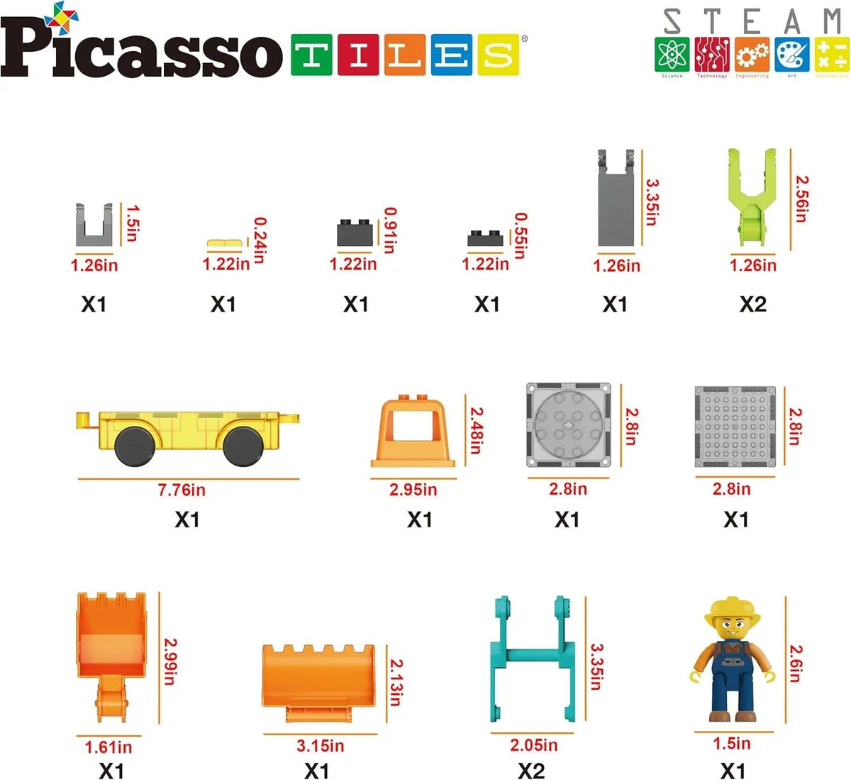 2-in-1 Car Base Excavator Set 16 pcs – PicassoTiles