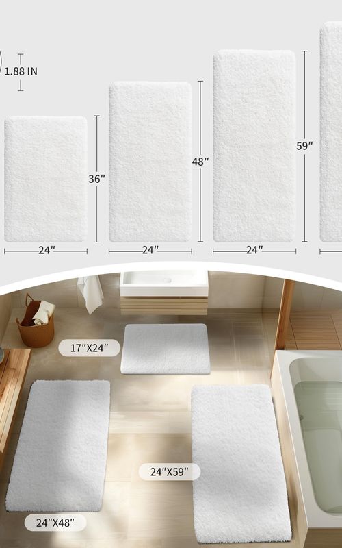 AIESY® Non Slip Fluffy Long Runner Washable Plush Luxury Bath Mat
