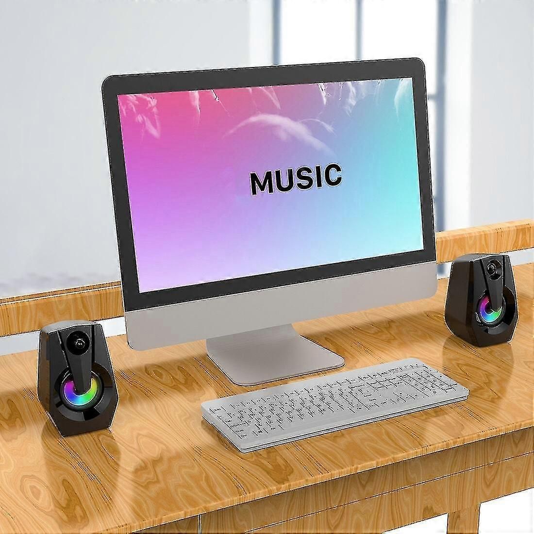 Pc Gaming Led Speakers Surround Sound System Loud Deep Bass Usb Wired Pc Laptop Computer Desktop Speaker