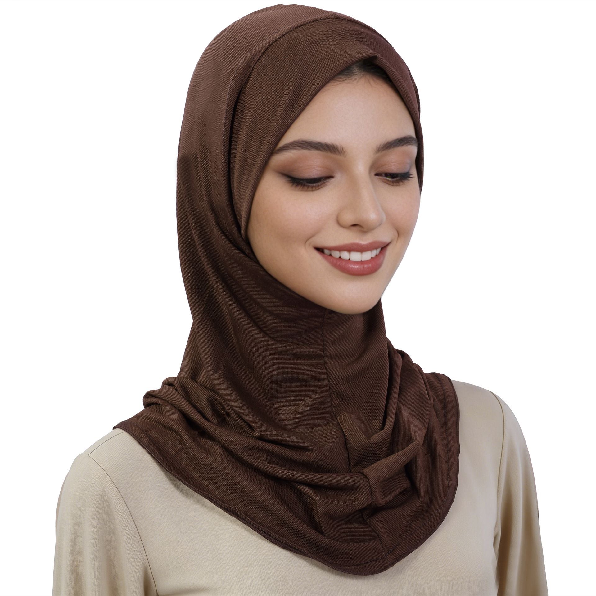 Coffee Breathable Hijab Undercap with Neck Cover
