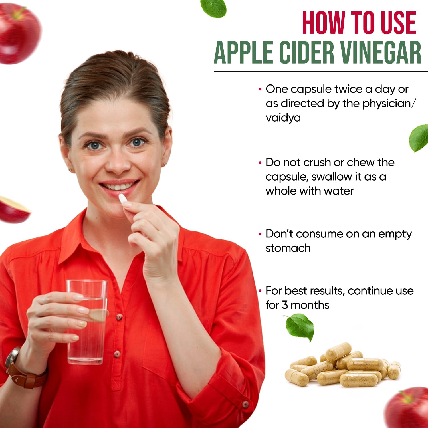 Herbal max Organics Apple Cider Vinegar, 30 Veg Capsules (800mg)