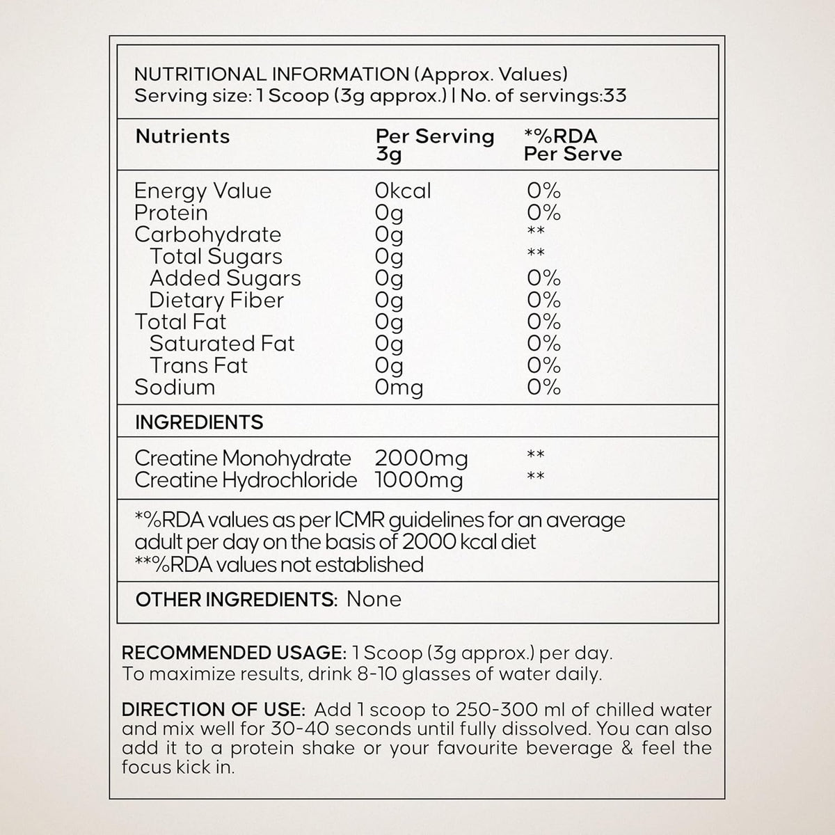 Wellbeing Nutrition Creatine Monohydrate+hcl Unflavored 100g