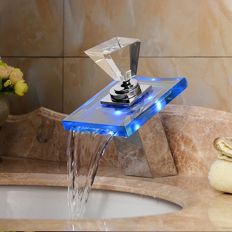 LED Waterfall Faucet Colorful Temperature Control Color-changing Anti-scalding Faucet Color-changing Faucet