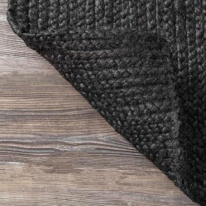Handmade Braided Natural Jute Black Floor Area Runner Rug,Floor Carpet Rug For Home Decor