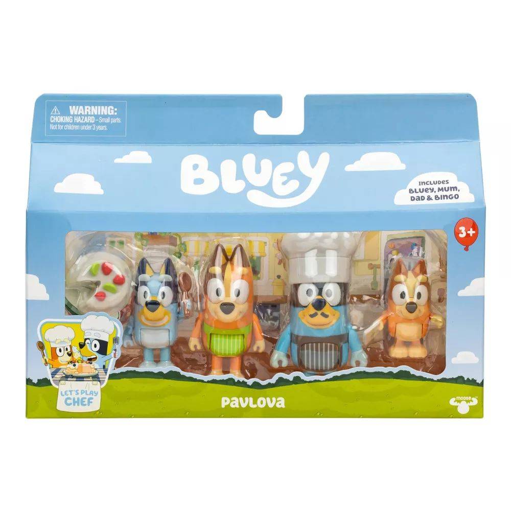 Bluey Lets Play Chef Series 13 Pavlova Figure Pack (6.35-7.6cm, Pack of 4), 3+ years