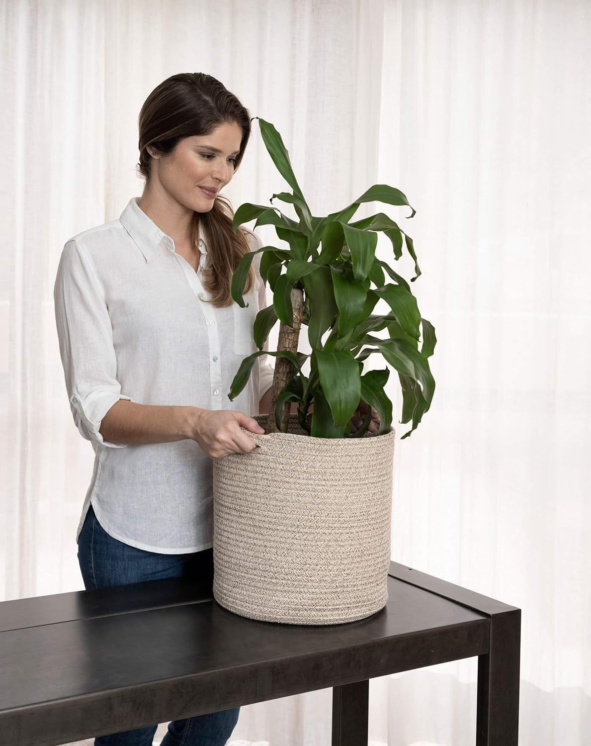 AIESY® Beautiful Indoor Jute Cotton Rope Plant Hanging Basket