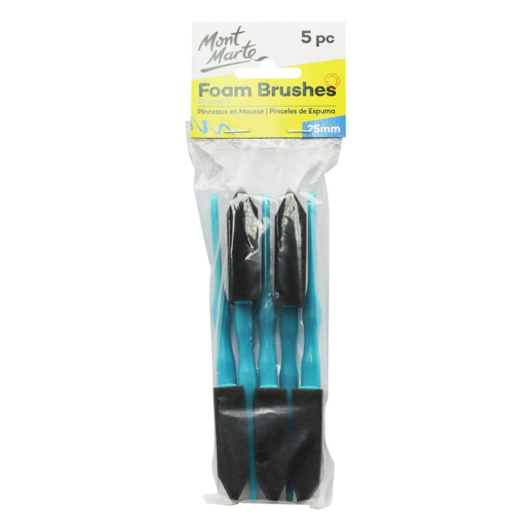 Mont Marte Hobby Foam Brushes Set, 5-Pieces