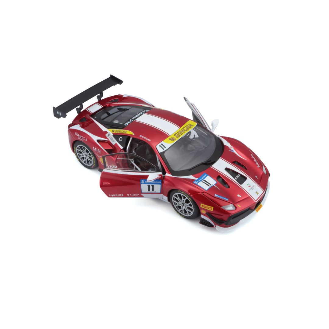 Bburago Racing Ferrari 488 Challenge Die-cast Metal Car Kit (1:24, 34 Pieces), 14+ years