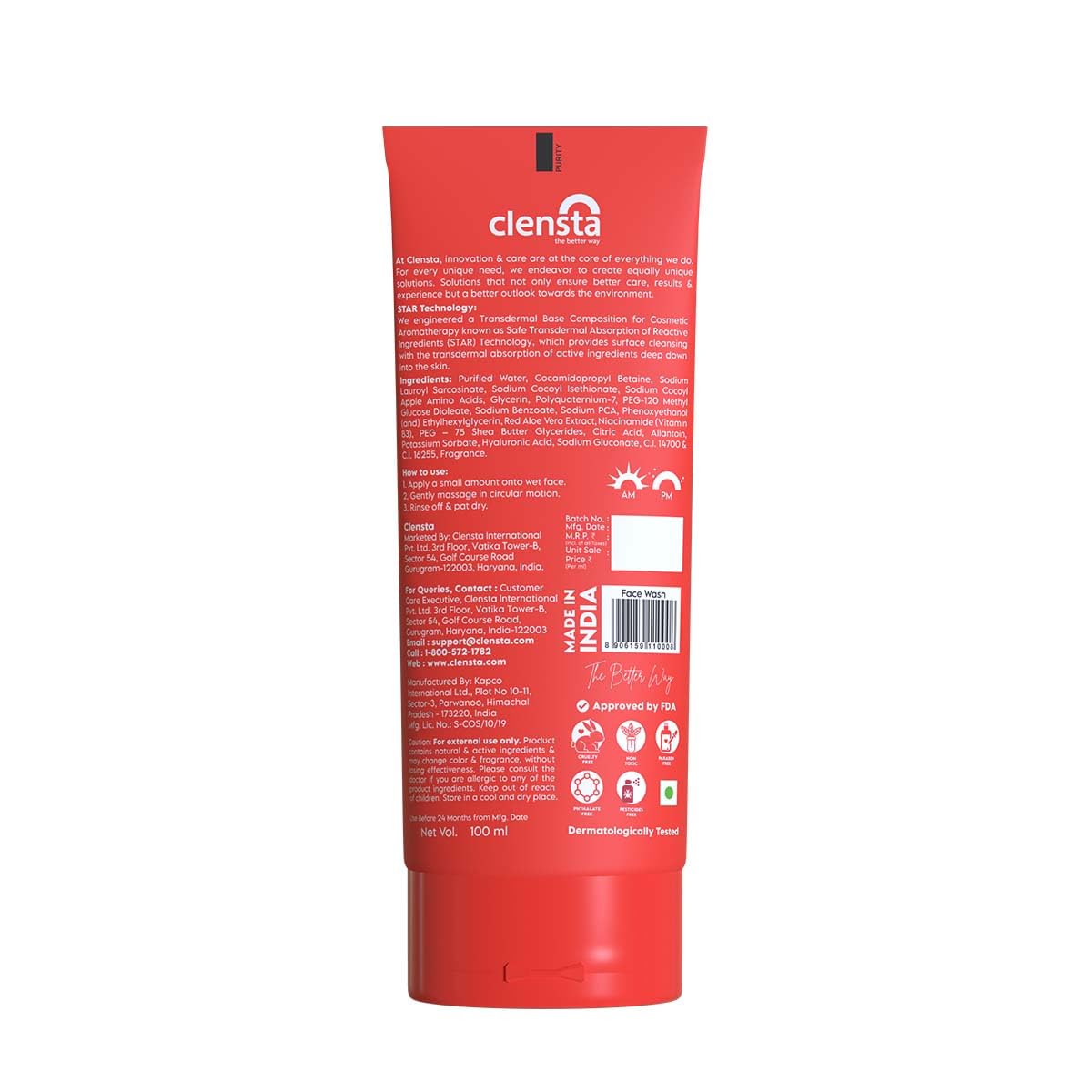 Clensta Red Aloe Vera Moisturizing Face Wash (100ml)
