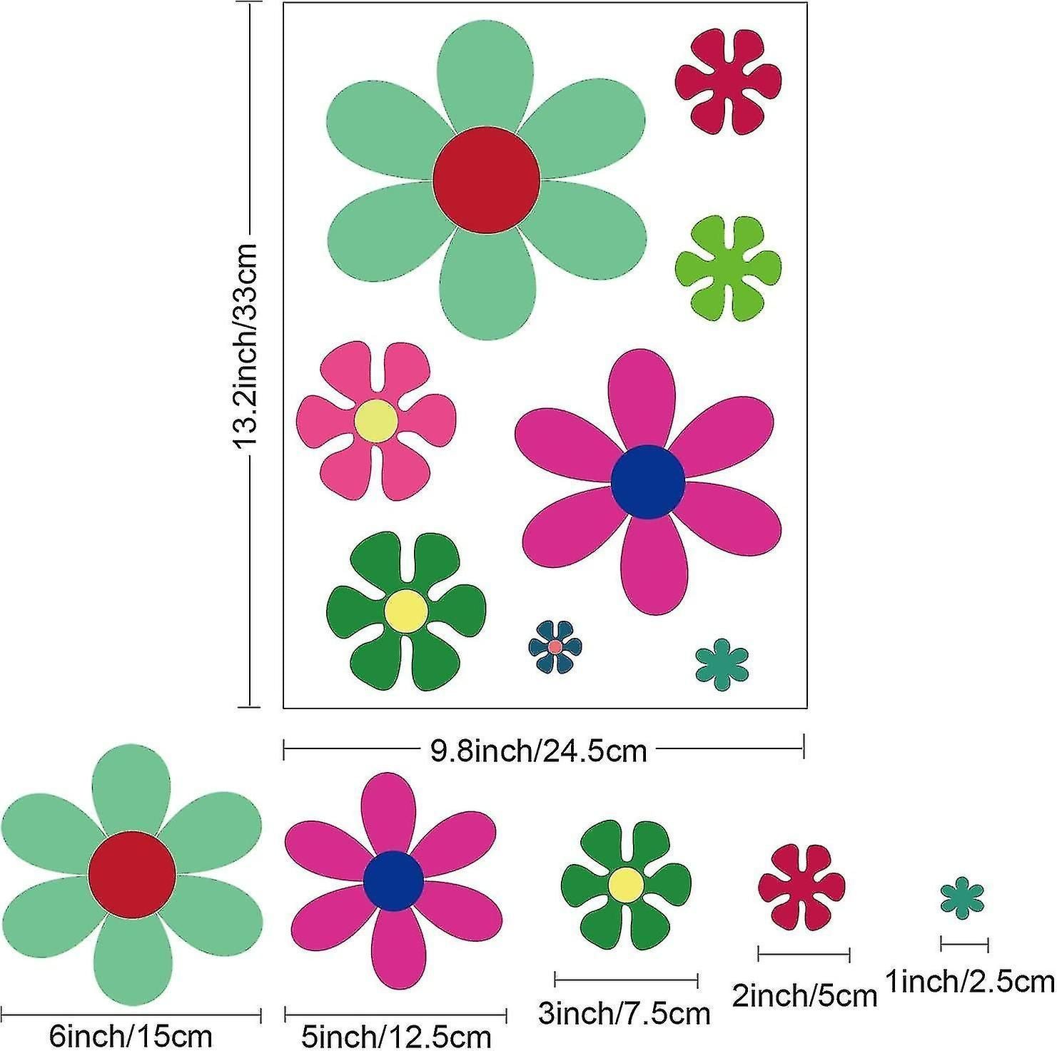 Retro Flower Stickers Hippie Theme Vinyl Decorative Wall Decals