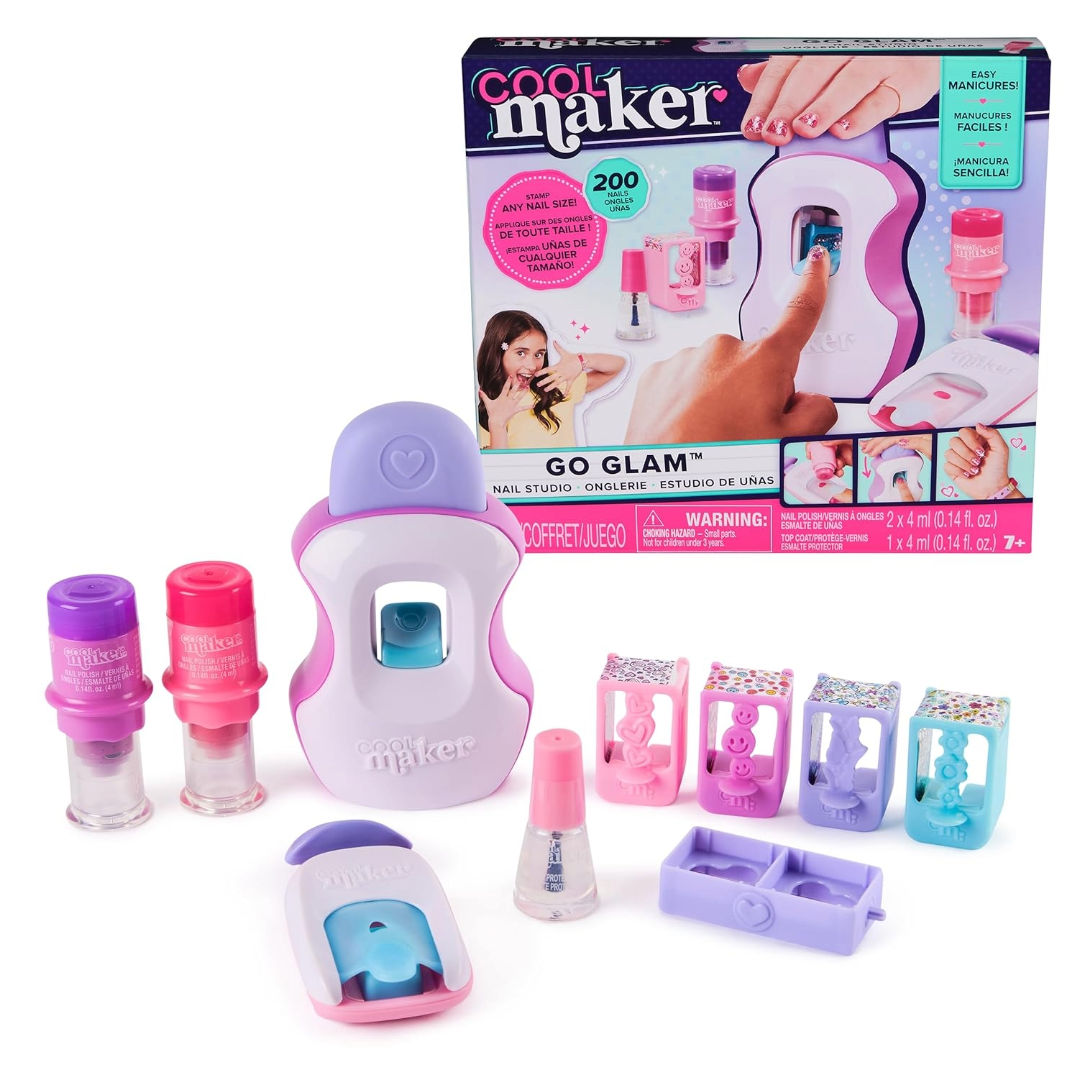 COOL Maker GO GLAM Nail Studio Nail Kit, Style 200 Nails, 4 Designs, 2 Polish Applicators & Mask