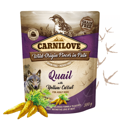 Carnilove Quail with Yellow Carrot for Adult Dogs 300g  (wet food pouches)